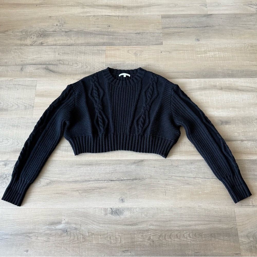 2/$250 Patrizia Pepe black cable knit cropped sweater - XS (0) NWOT - Picture 4 of 7